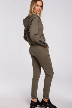 Bluza z kieszenią kangurek i kapturem - khaki
