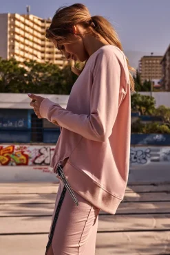 Bluza z klamerkami i lampasami - cukierkowo-różowa