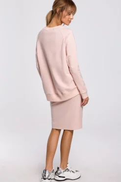 Bluza z klamerkami i lampasami - cukierkowo-różowa