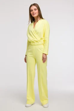 Bluza z kopertowym dekoltem - cytrynowa