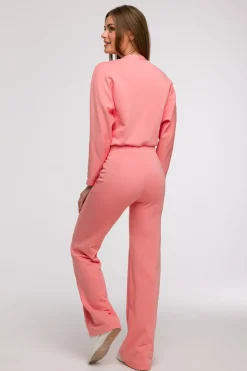 Bluza z kopertowym dekoltem - koralowa