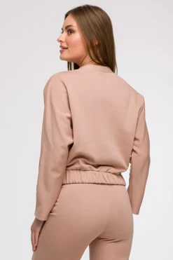 Bluza z kopertowym dekoltem - mocca