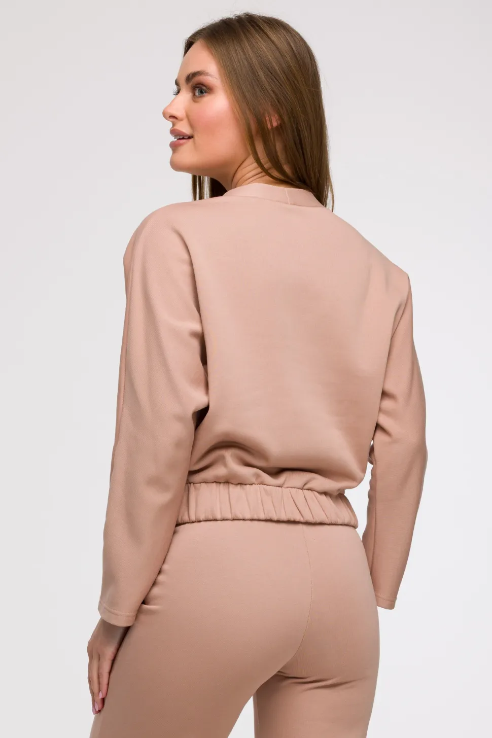 Bluza z kopertowym dekoltem - mocca