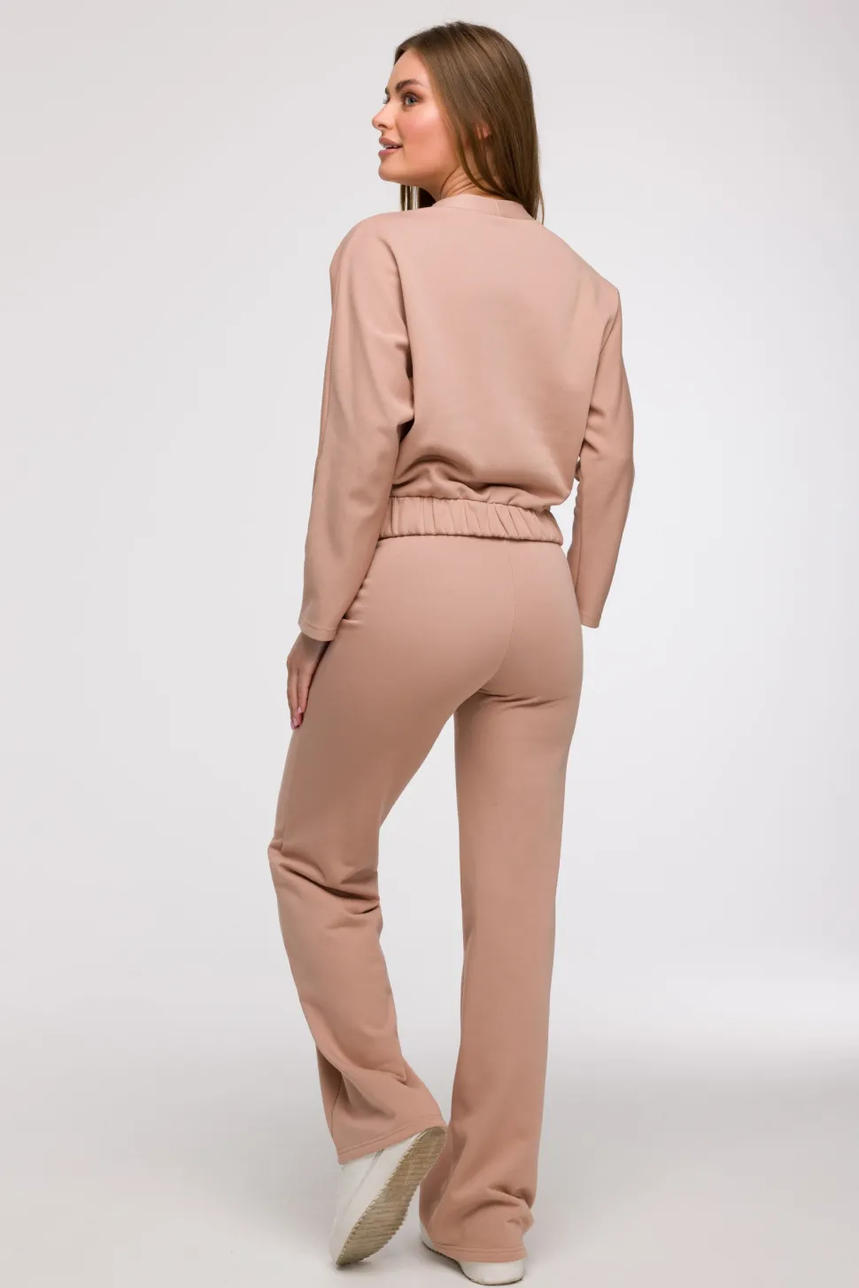 Bluza z kopertowym dekoltem - mocca