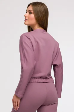 Bluza z kopertowym dekoltem - wrzosowa