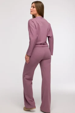 Bluza z kopertowym dekoltem - wrzosowa