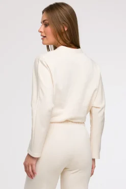 Bluza z kopertowym dekoltem - waniliowa