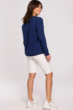Bluza z wycięciem w dekolcie - atramentowa