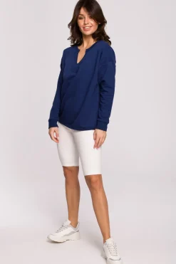Bluza z wycięciem w dekolcie - atramentowa