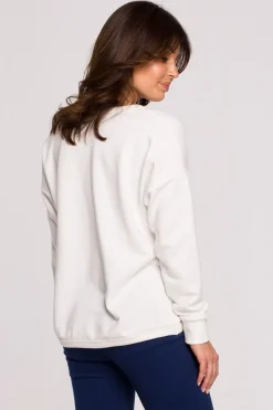 Bluza z wycięciem w dekolcie - ecru