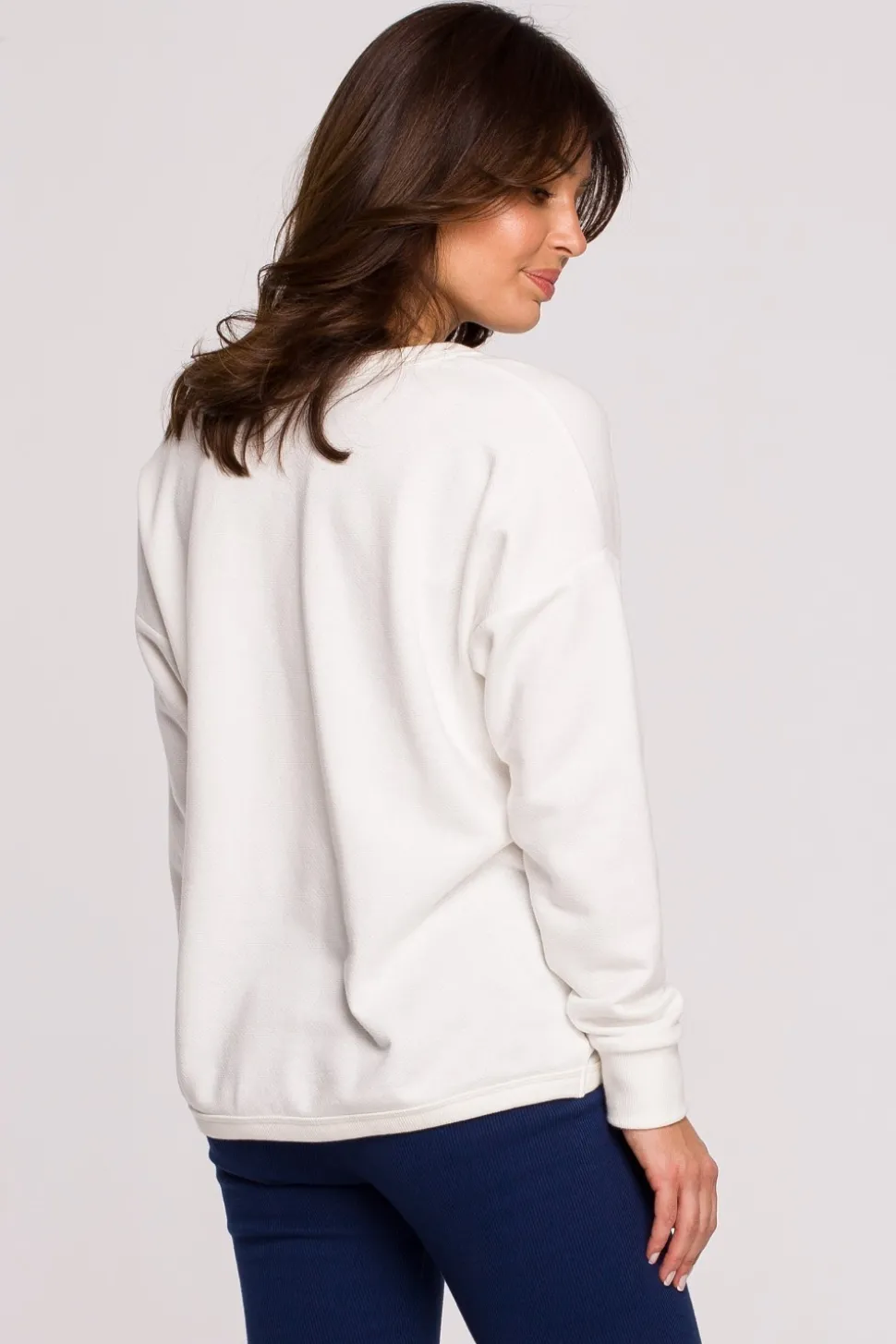 Bluza z wycięciem w dekolcie - ecru