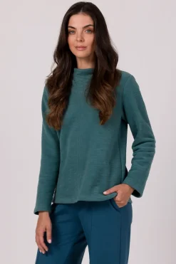 Bluza z wysokim kołnierzem - turkusowa