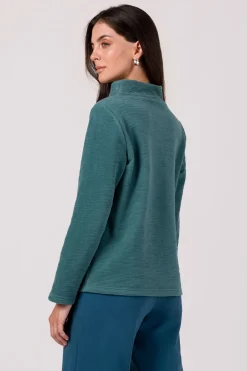 Bluza z wysokim kołnierzem - turkusowa