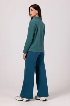 Bluza z wysokim kołnierzem - turkusowa