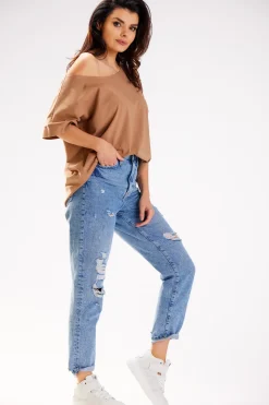Bluzka damska oversize - beżowa