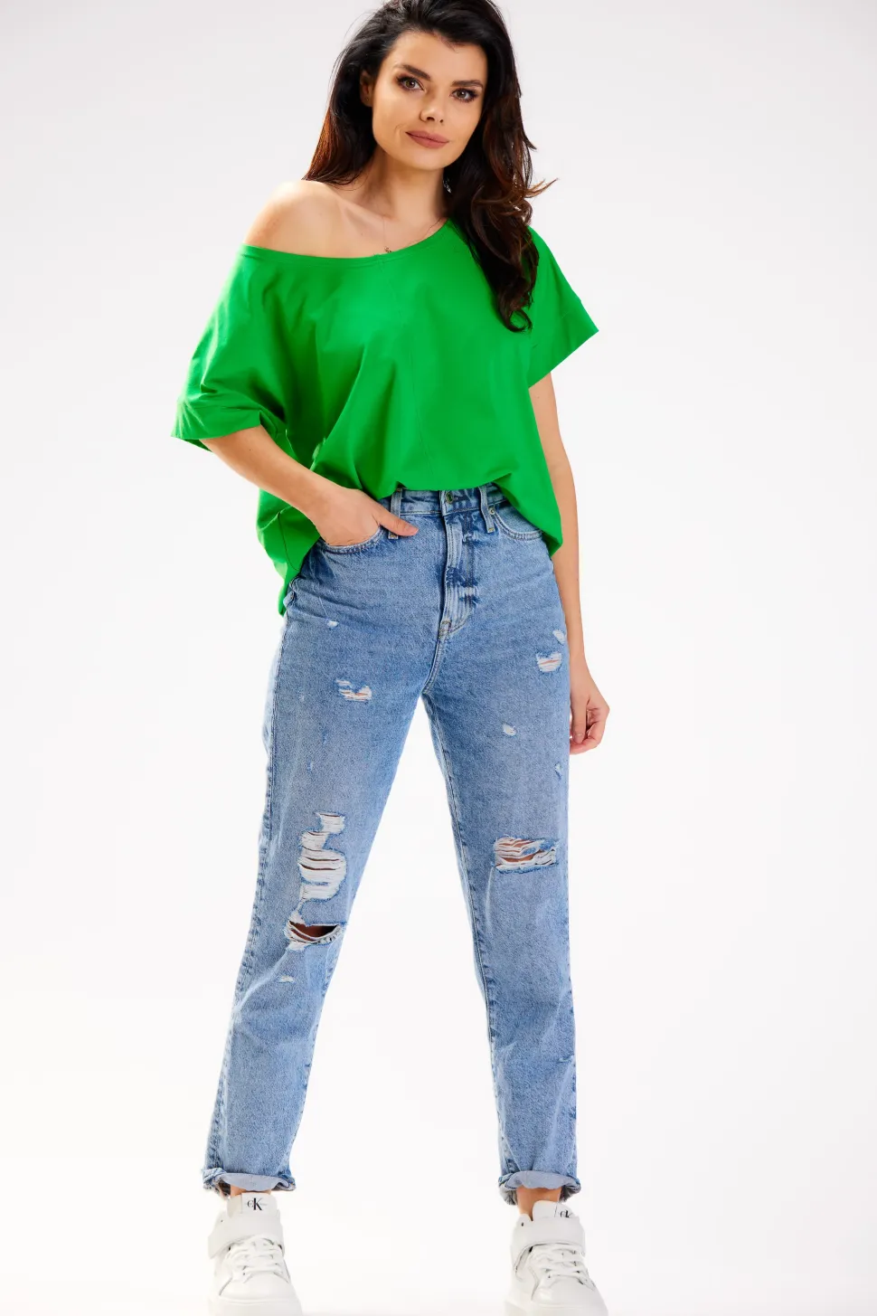 Bluzka damska oversize - trawiasta