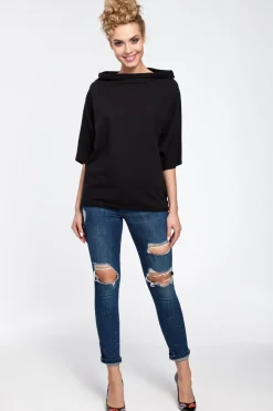 Bluzka kimono z krótkim rękawem - czarna