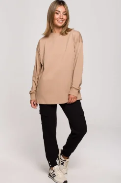 Bluzka longsleeve z nadrukiem - orzechowa