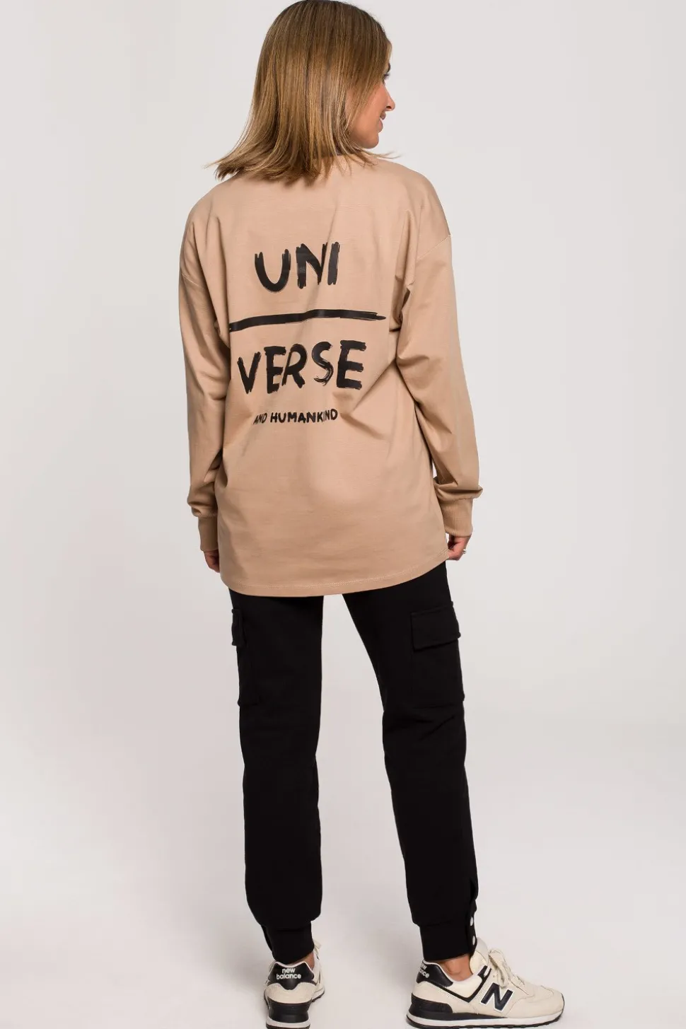 Bluzka longsleeve z nadrukiem - orzechowa