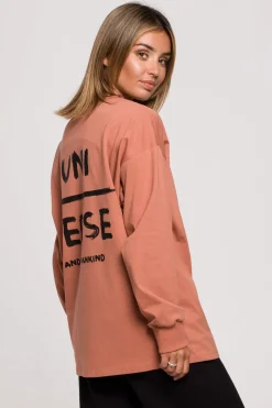 Bluzka longsleeve z nadrukiem - ceglasta