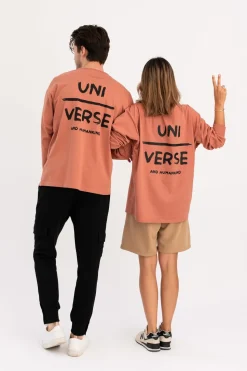 Bluzka longsleeve z nadrukiem - ceglasta