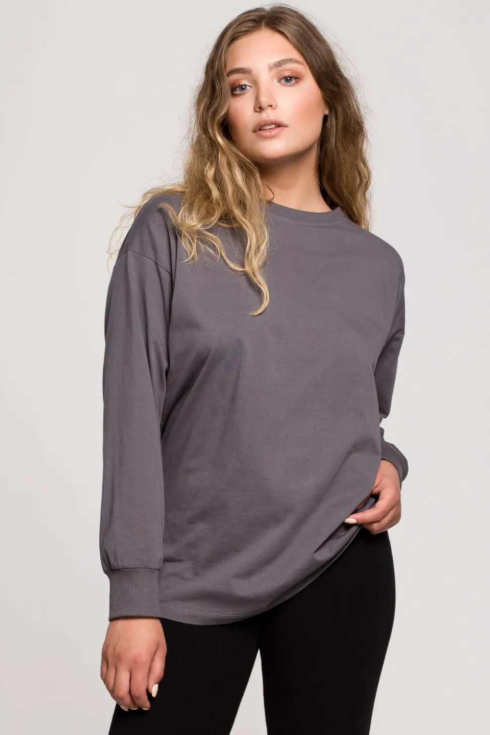 Bluzka longsleeve z nadrukiem - antracytowa