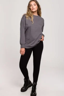 Bluzka longsleeve z nadrukiem - antracytowa