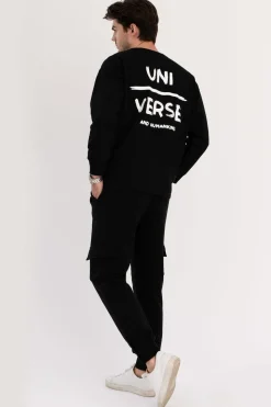 Bluzka męska longsleeve z nadrukiem - czarna