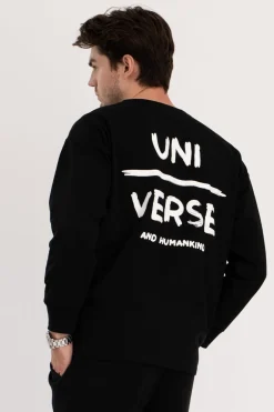 Bluzka męska longsleeve z nadrukiem - czarna