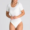 Body damskie z krótkim rękawem - ecru