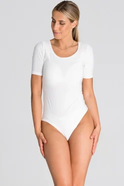 Body damskie z krótkim rękawem - ecru