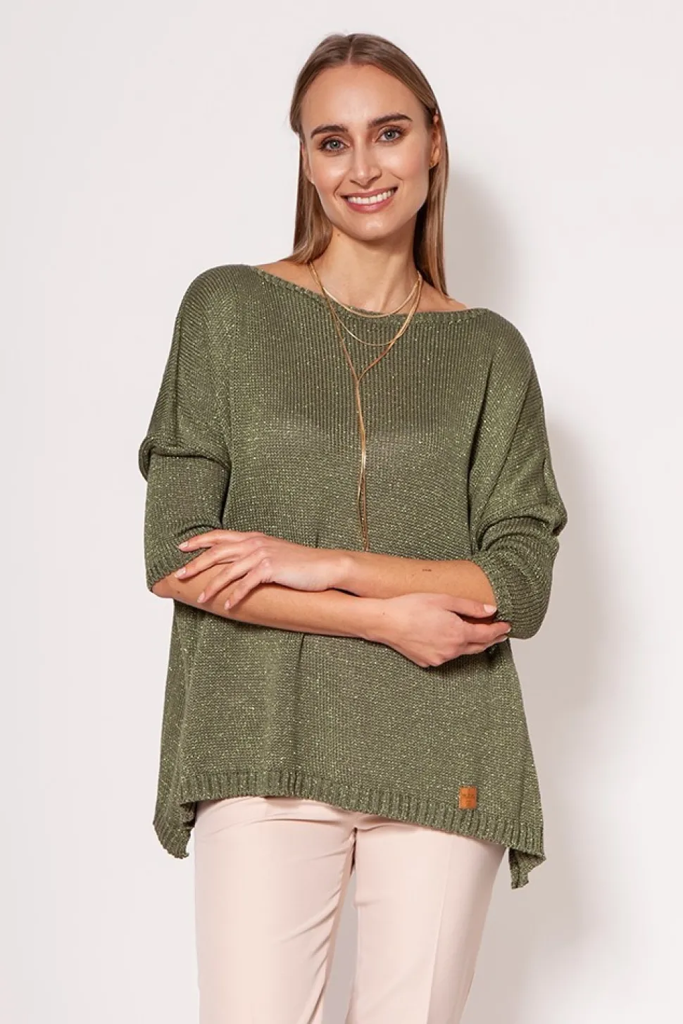 Ciepły sweter damski typu oversize - zielony