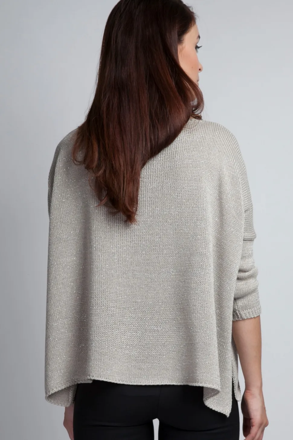 Ciepły sweter damski typu oversize - szary