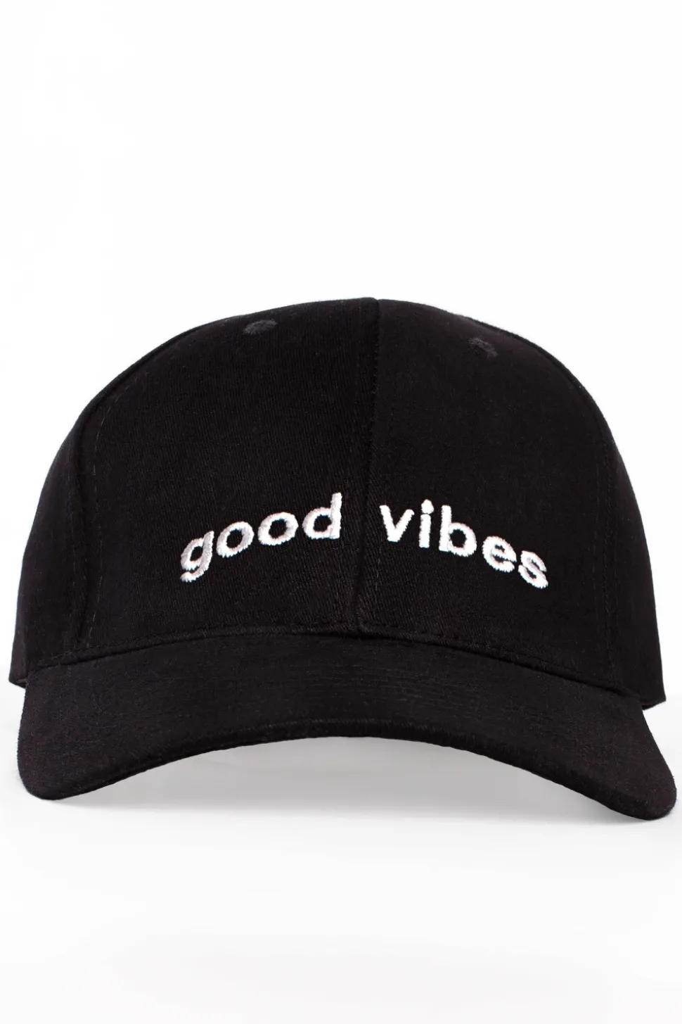Czapka z daszkiem i haftem "good vibes" - czarna