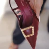 Czółenka slingback Amanda - bordowe