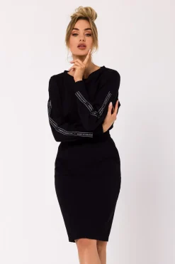 Dopasowana spódnica dresowa midi - czarna