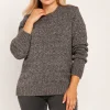 Dopasowany sweter z melanżowej dzianiny - grafitowy melanż