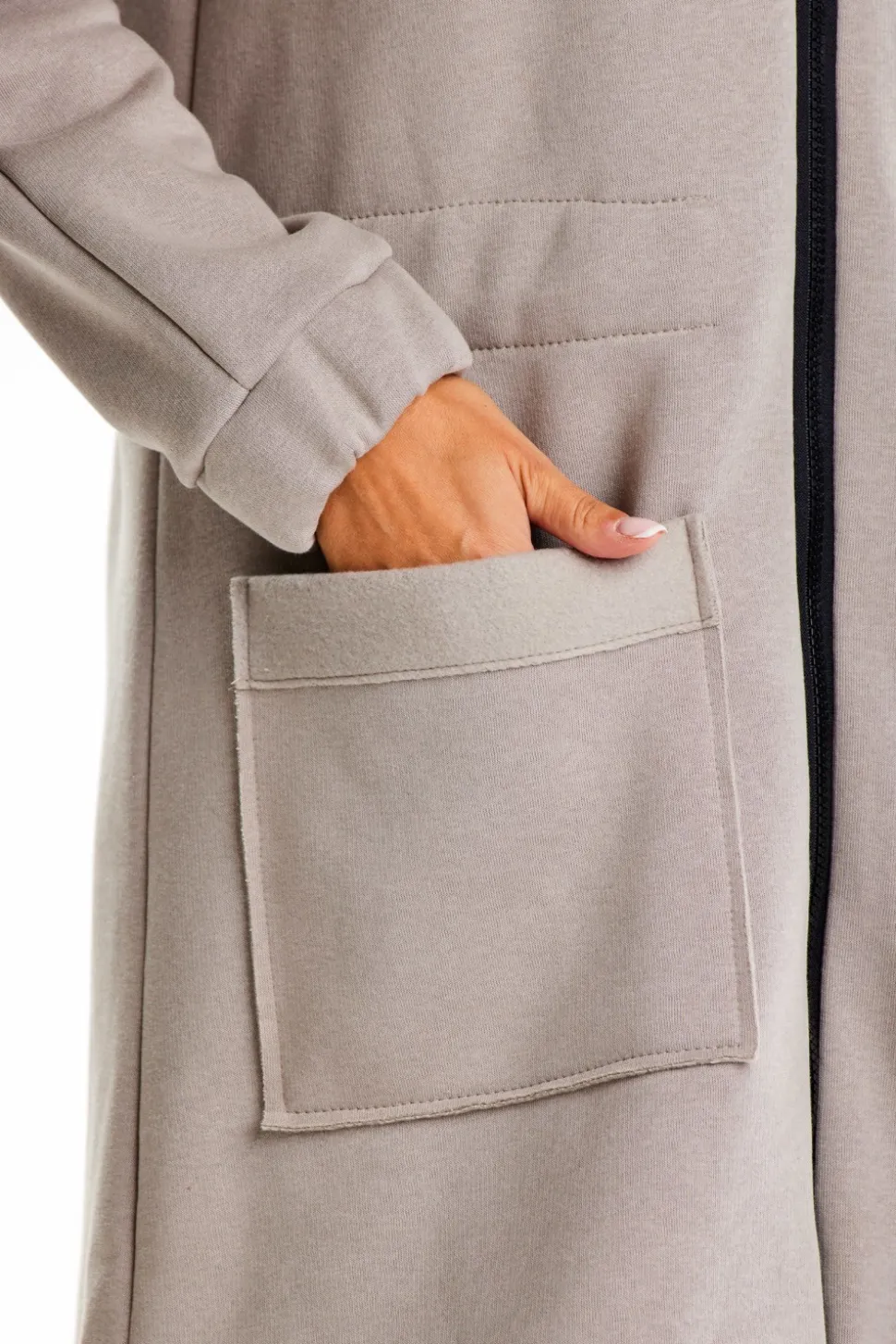 Długa bluza sportowa typu parka - szara