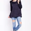 Elegancka bluza damska z kapturem - granatowa