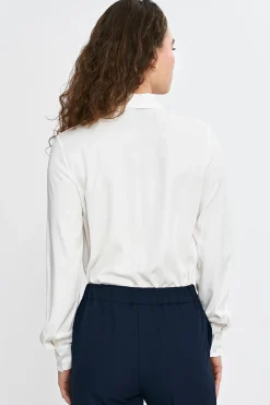 Elegancka bluzka z szarfą pod szyją - ecru