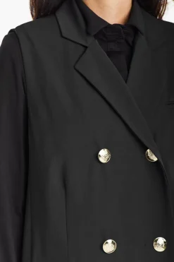 Elegancka dwurzędowa kamizelka damska - czarna