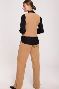 Elegancka kamizelka damska - kamelowa
