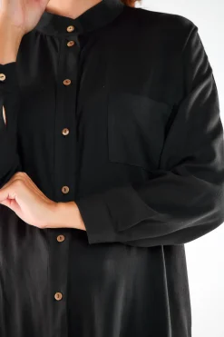 Elegancka koszula ze stójką - czarna