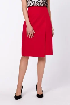 Elegancka spódnica z wysokim stanem - czerwona OUTLET