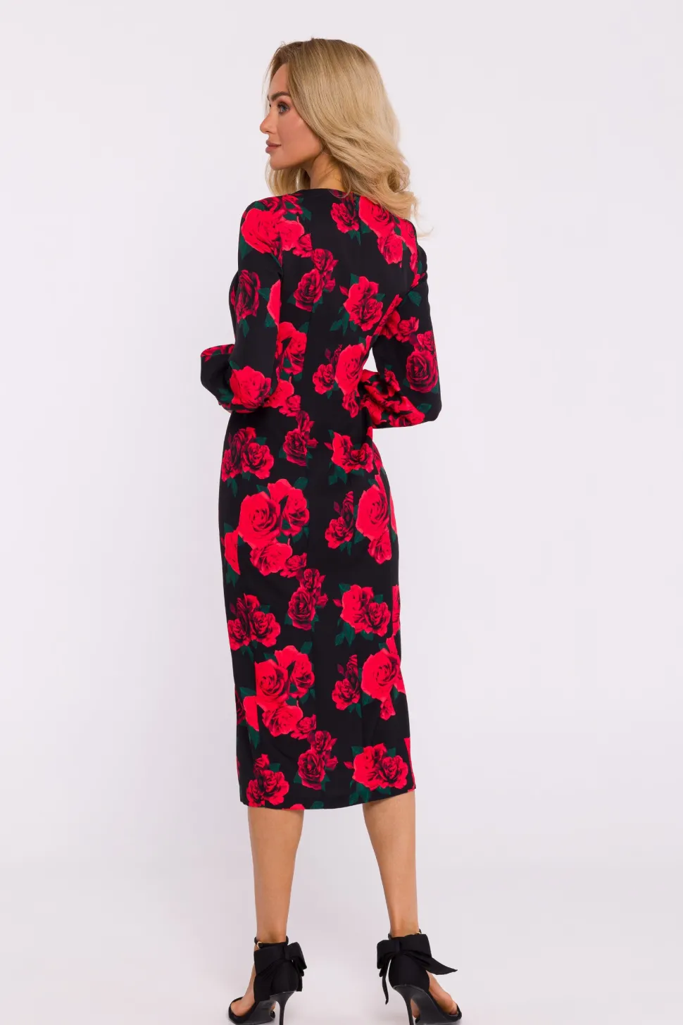 Elegancka sukienka midi z nadrukiem – model 1