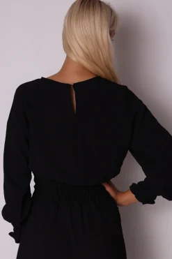 Elegancka sukienka z elastyczną talią - czarna