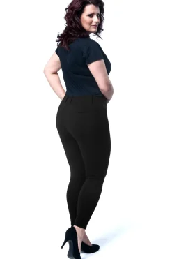 Eleganckie dopasowane legginsy damskie z kieszeniami z tyłu - czarne