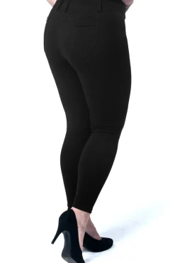 Eleganckie dopasowane legginsy damskie z kieszeniami z tyłu - czarne