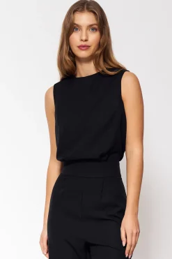 Elegancki kombinezon bez rękawów - czarny