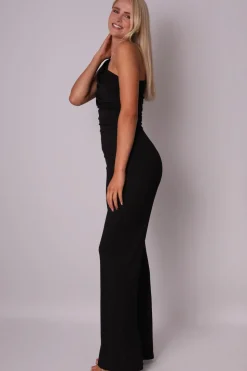 Elegancki kombinezon z asymetryczną górą - czarny
